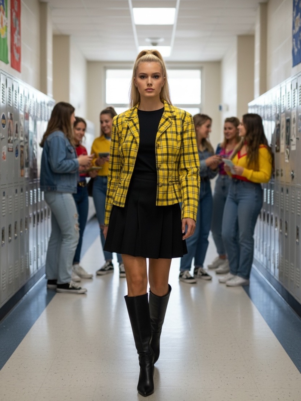 Clueless Yellow Plaid Women's Blazer Jacket - Tailored Checked Blazer